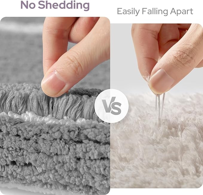 HOMEIDEAS Bathroom Rugs Sets 2 Piece, Super Soft and Absorbent Microfiber Tufted Bath Mats, Non-Slip and Machine Washable Bath Rugs(Light Grey)