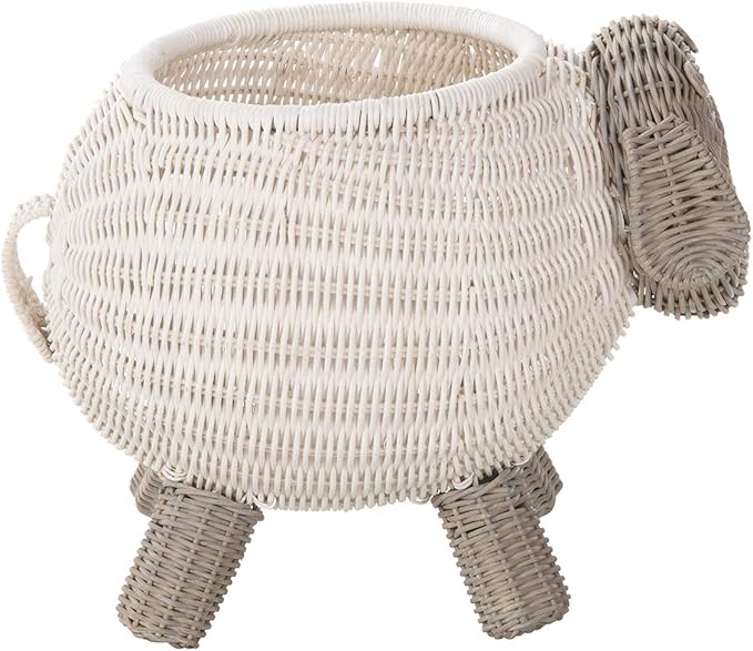 Kouboo Rattan Sheep Kids Storage Basket White & Gray
