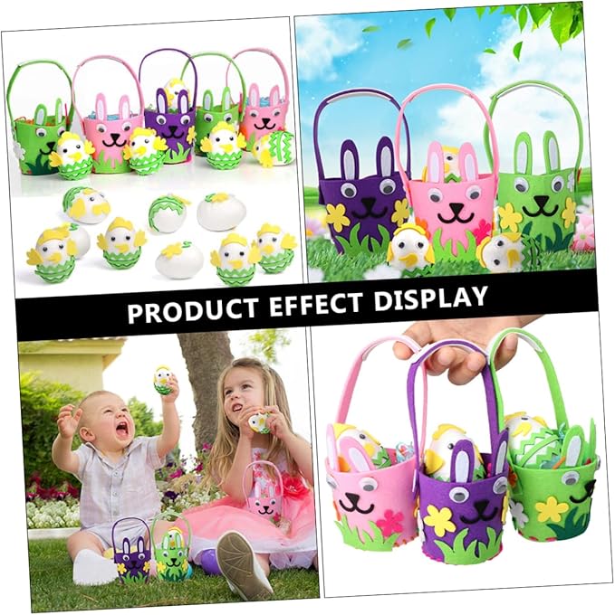 OSOLADY 3Pcs Easter Egg Basket Adorable Bunny Felt Baskets for Egg Hunts and Festival Decorations Fabric for Boy Girl and Family Fun