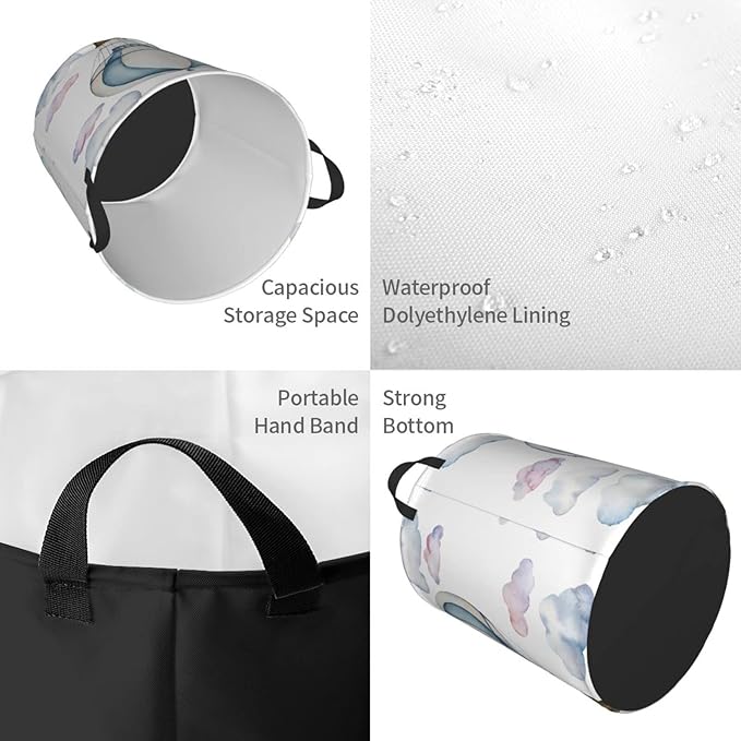 Hot Air Balloon Round Laundry Hamper Storage Basket Toys Clothes Organizer Bin For Home Bathroom Bedroom Dorm Nursery, 38l