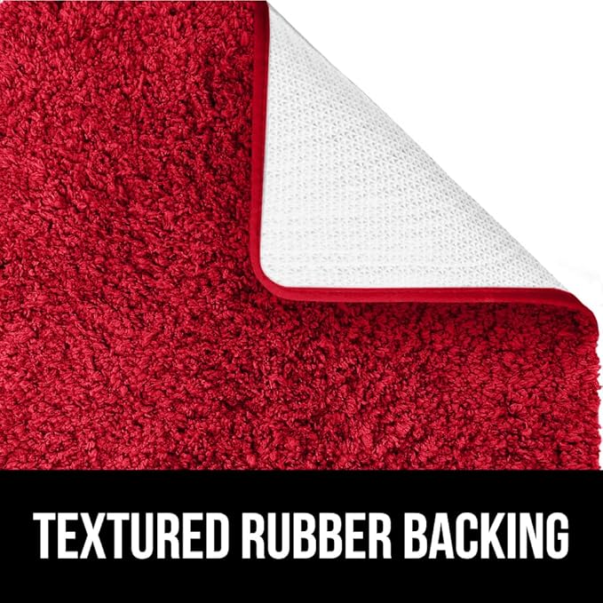 GORILLA GRIP Bathroom Rugs, 42x24, Ultra Soft Absorbent Mat, Thick Plush Bath Rug, Machine Washable, Microfiber Quick Dry, Mats for Shower, Bathtub and Floor, Home Decor Accessories, Red