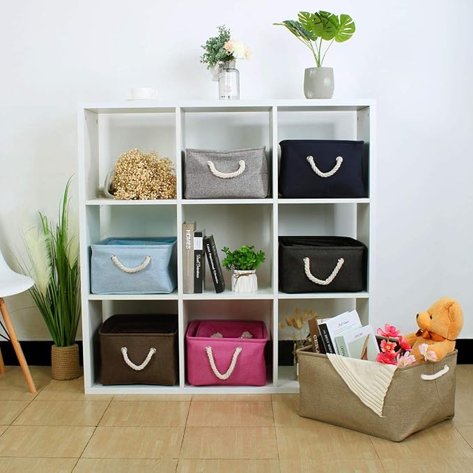 uxcell Fabric Storage Basket with Dual Handles, Collapsible Storage Bins for Toys Laundry Clothes Storage, Home Organizer for Bedroom Office Closet Gray Small