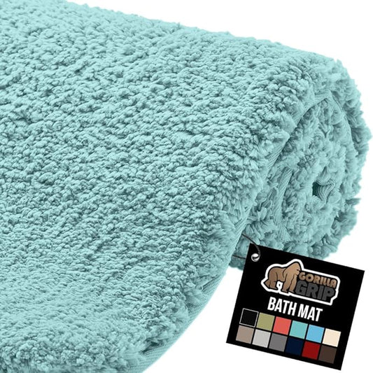 GORILLA GRIP Bathroom Rugs, 36x24, Ultra Soft Absorbent Mat, Thick Plush Bath Rug, Machine Washable, Microfiber Quick Dry, Mats for Shower, Bathtub and Floor, Home Decor Accessories, Spa Blue