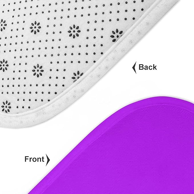 3 Pieces Bath Rug Sets, Neon Purple Elegant Bathroom Mat Set Non Slip U Shaped Contour Rug & Toilet Lid Cover