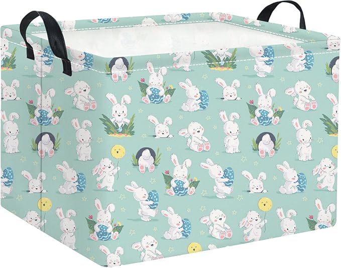 HIYAGON Rectangular Easter Basket for Kids Baby Easter Basket for Boys and Girls Cut Storage Organizer Bin Box Easter Room Decor(Blue Easter Baskets)