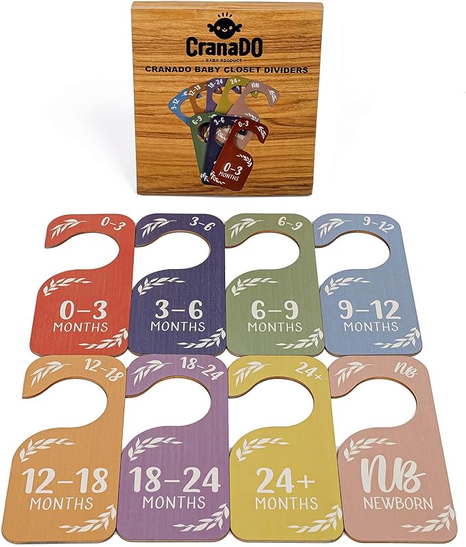 Baby Closet Dividers Clothes Organizer Baby Shower Nursery Decor Wooden Double-Sided Colorful Hanger for Newborn to 24 Months