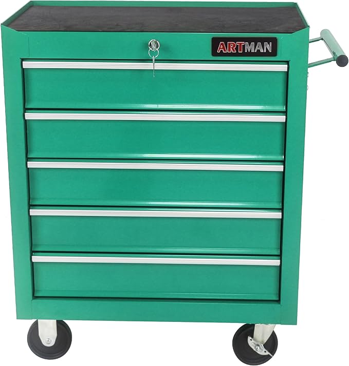 5 Drawers Rolling Tool Chest Cart ,24.2*12.9*29.9"Tool Storage Cabinet With 4 Wheels.Portable Tool Cabinet Trolley With Locking System and Drawer Liners.Tool Storage Cart for Garage,Workshop