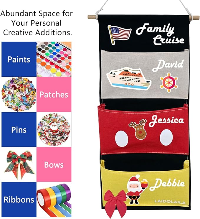 Fish Extender for Disney Cruise Gift Exchange – 3-Pocket Hanging Organizer for Cabin Door, Cruise Must Have with Pixie Dust Gift Holder (2025 Edition)
