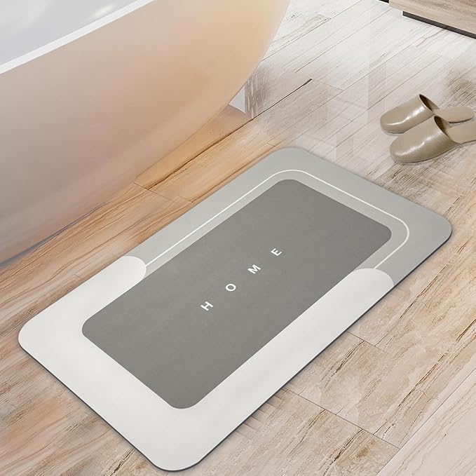 Housego Absorbent Bath Mat Magic Rug, Quick Drying Mat Magic Bath Mat Non-Slip Floor Rug Rubber Backed for Bathroom Kitchen Shower Sink, Water Absorbent (1PC, 15.7''x23.6'', Beige)