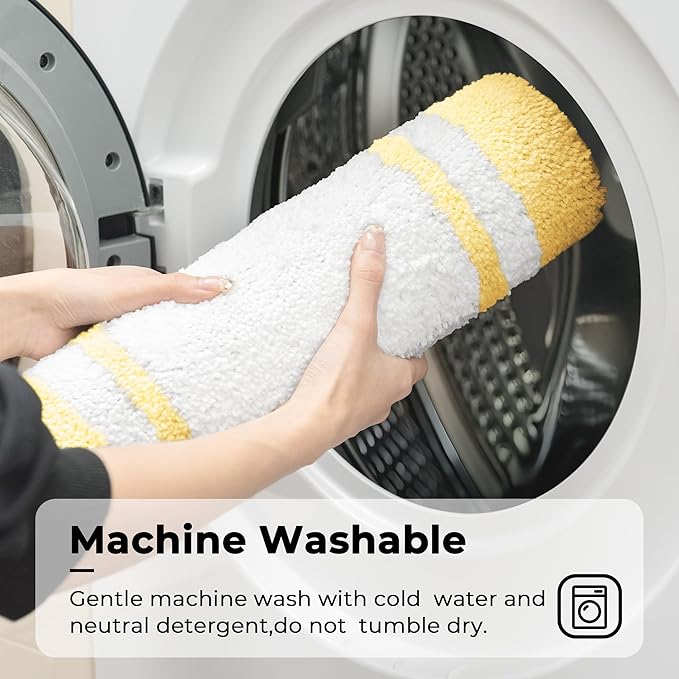 GRANNY SAYS Microfiber Bathroom Rugs Non Slip Washable, Water Absorbent Bathroom Mats for Tub, Soft Bath Mats for Bath Floor & Shower, Bath Rug, 20" x 32", Yellow