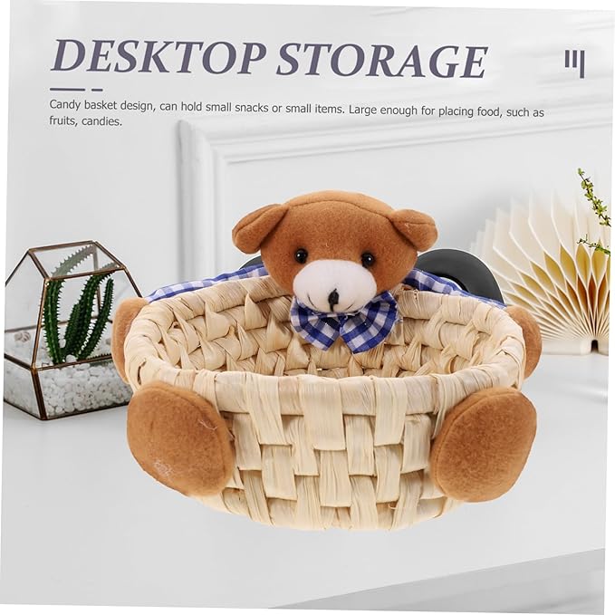 Sundries Woven Storage Basket Handwoven Decorative Container for Organizing Snacks Toys and Items Stylish and Corn Bran Material for Home Nursery Use