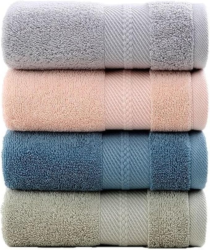 3-Pack Cotton Towels, Soft Bath and Face Towel Set, Absorbent for Home(Green)