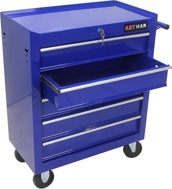 5 Drawers Rolling Tool Chest Cart ,24.2*12.9*29.9"Tool Storage Cabinet With 4 Wheels.Portable Tool Cabinet Trolley With Locking System and Drawer Liners.Tool Storage Cart for Garage,Workshop