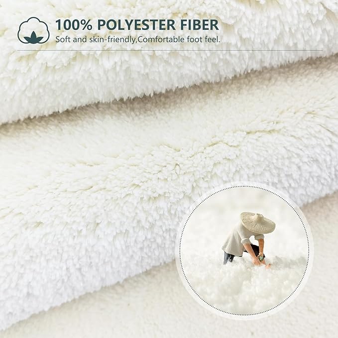 17''x24 Boho Bath Rugs for Bathroom Decor Non-Slip Bath Mat Absorbent Plush Microfiber Soft Carpet Machine Washable Bath Mat for Bathrooms,Showers,Laundry Rooms,White and Green