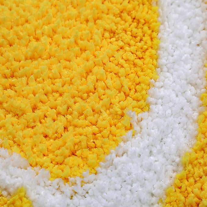 19.7x31.5 inch Half Round Microfiber Soft Lemon Shape Bathroom Rugs Non Slip Shag Bath Mat Rug for Kitchen Bedroom Rubber Shower for Floor Living Room Mats (50x80cm, Lemon)