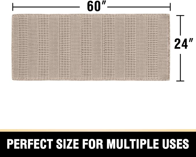 H.VERSAILTEX Waffle Bath Mat Super Absorbent Bathroom Mats Non Slip Bath Rugs Machine Washable Dry Fast Bathroom Rugs for Beside Tub, 24" x 60", Irish Cream