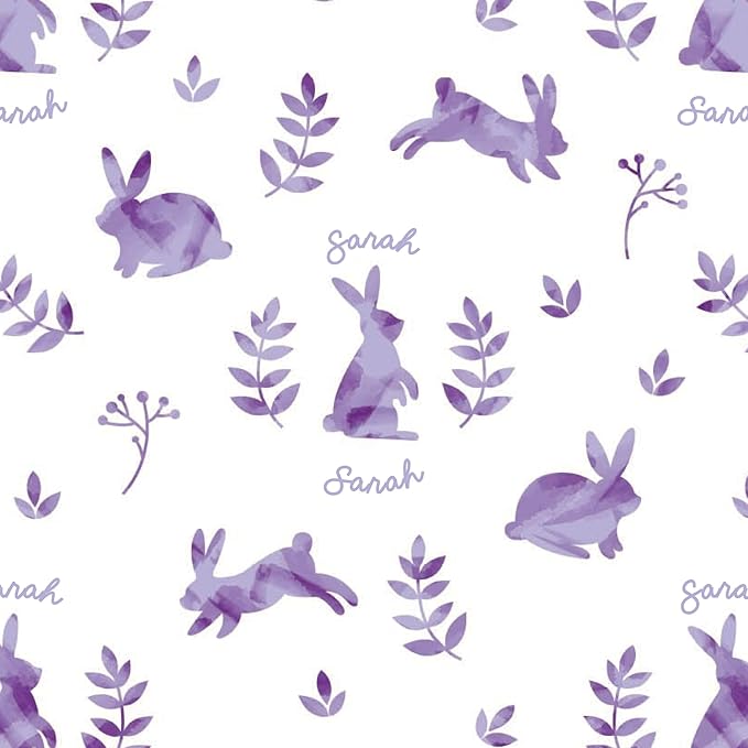 Let's Make Memories Personalized Easter Basket for Kids - For Boys - For Girls - Create Your Own - Fillable - Wicker - Easter Basket Stuffers - Large - Purple Rabbit