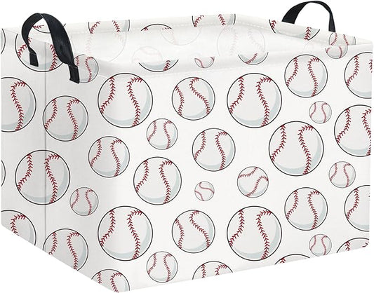 Rectangular Baseball Basket Kids Baby Storage Basket Cute Kids Toy Storage Bin Organizer Shelf Book Sports Room Decor(Baseball)