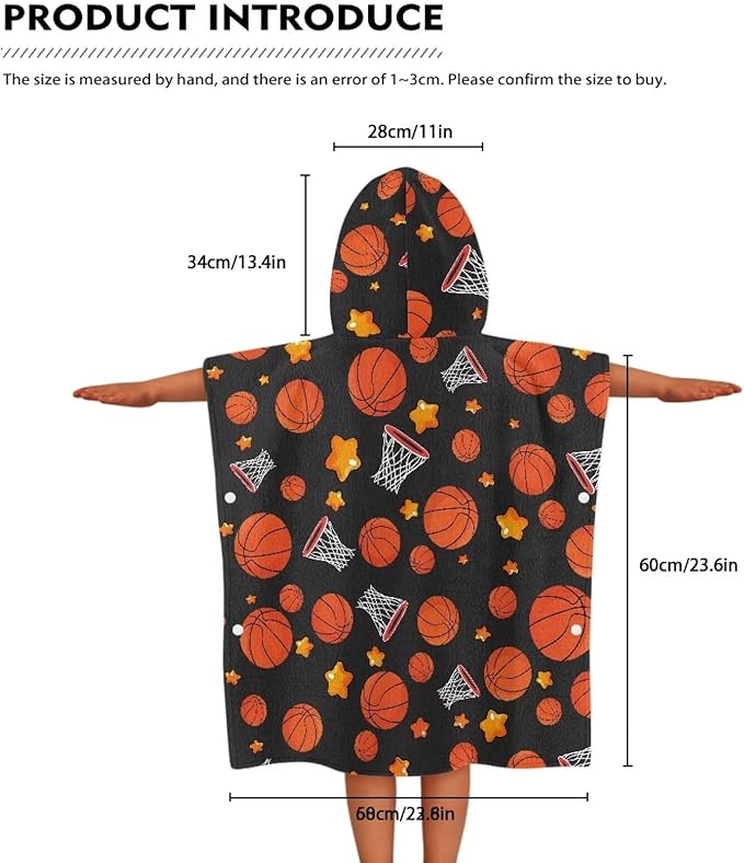 Basketball Stars Kids Hooded Beach Bath Towel Soft Towel Highly Absorbent Perfect Baby Bath Shower Decoration for Baby Boy Girl Bathroom Beach Swim Supplies