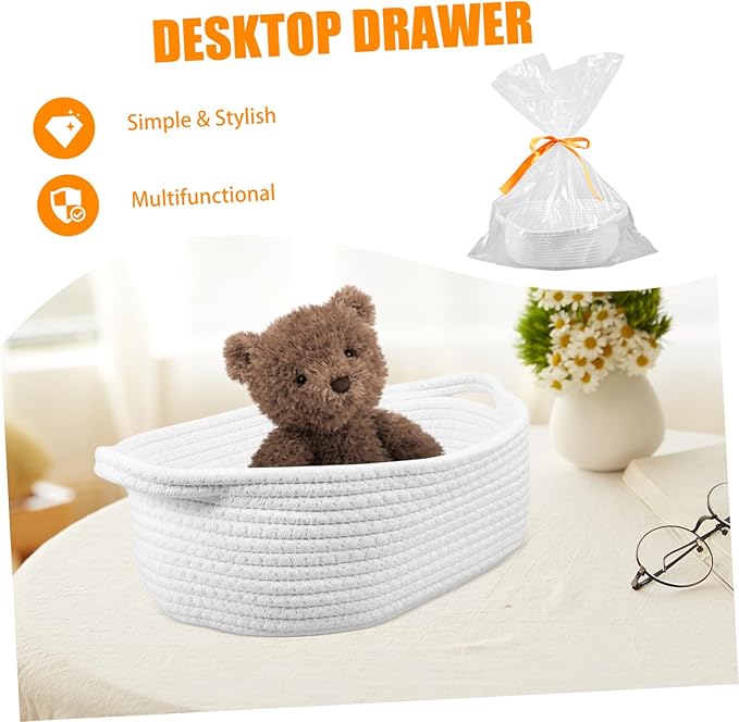 Woven Cotton Rope Storage Basket for Snacks and Toys Shape Organizer for Shower Versatile Home Cotton Efficient