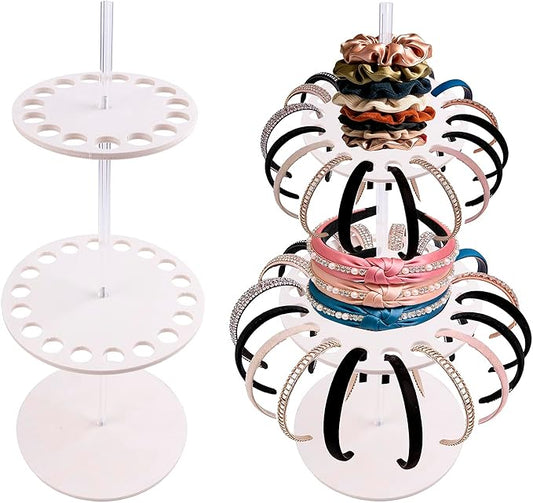 OOSAKU Headband Holder Stand Storage for Baby, Wooden ersatile Organizer for Scrunchies, Bows & Claw Clips for Girls, Women, Babies (FK-Q-2)