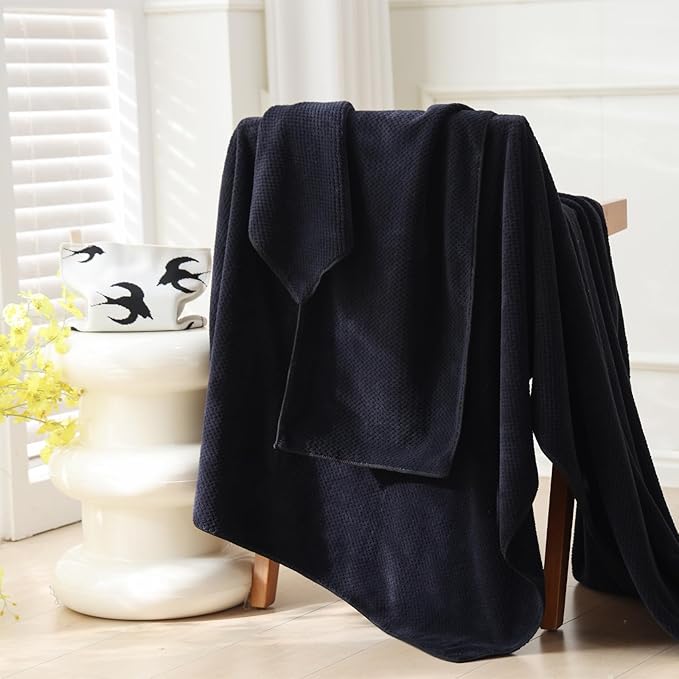 30x60 Inches Extra Large Bath Towels Set Super Soft Absorbent Luxury Microfiber Towels for Bathroom (Black,3PCS)
