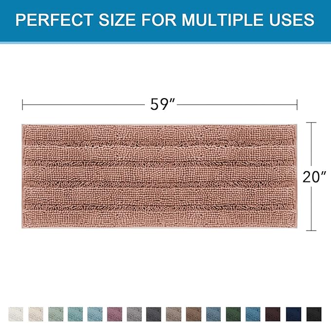 H.VERSAILTEX Bathroom Rugs Bath Mat Runner Rug Non Slip Kitchen Rug Extra Long Bath Rug Runners Oversized 59" x 20" Absorbent Washable Dry Fast Plush Area Rug for Bathroom/Bedroom - Muted Clay