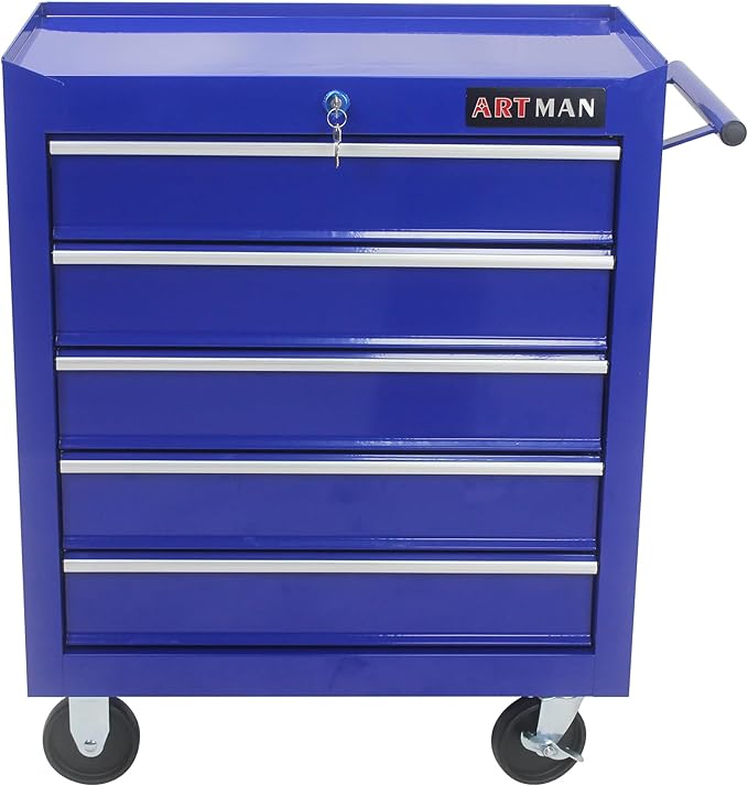 5 Drawers Rolling Tool Chest Cart ,24.2*12.9*29.9"Tool Storage Cabinet With 4 Wheels.Portable Tool Cabinet Trolley With Locking System and Drawer Liners.Tool Storage Cart for Garage,Workshop