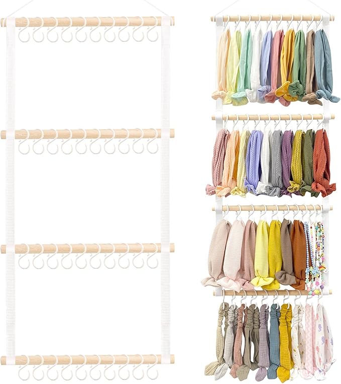 POVETIRE Headband Holder for Girls Baby Headband Organizer Head Bands Hair Accessories Display Organizer Wall Hanging Decor for Nursery Toddler Girl Room