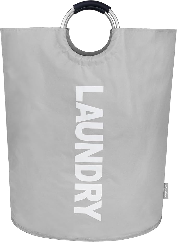 160L Large Laundry Basket, Collapsible Laundry Hamper with Padded Handles, Waterproof Laundry Bag, Tall Clothes Hamper Stand Up Well, Foldable Laundry Baskets for Easy Storage(Light Grey)