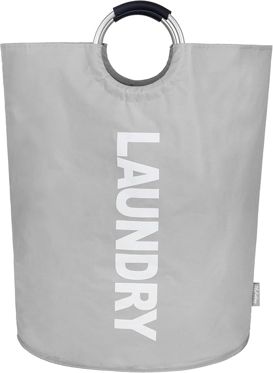 160L Large Laundry Basket, Collapsible Laundry Hamper with Padded Handles, Waterproof Laundry Bag, Tall Clothes Hamper Stand Up Well, Foldable Laundry Baskets for Easy Storage(Light Grey)