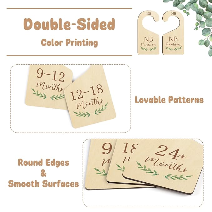 Wooden Baby Closet Dividers,Baby Clothes Dividers For Closet,Baby Closet Organizer Hangers For Nursery,Baby Hangers Size Dividers