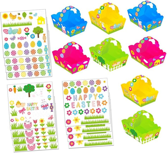 Toyvian 1set Easter Bunny Basket Hunt Baskets with Stickers for Festive Celebrations for Boys and Girls Activities and Family Gatherings Random Color