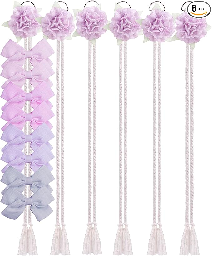cherrboll Flower Hair Bow Organizer for Baby Girls, 6PCS Floral Hair Clips Holder Headband Hair Accessories Wall Hanging Organizers Storage for Toddler Room Nursery Decor