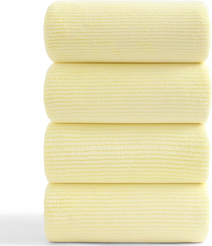 4 Piece Bath Towel Set 35"x70"Oversized Bath Towel for Bathroom Ultra Soft Fluffy Extra Large Bath Sheet Luxury Premium Bathroom Towel Highly Absorbent Quick Dry Shower Towel for Hotel Spa,Yellow