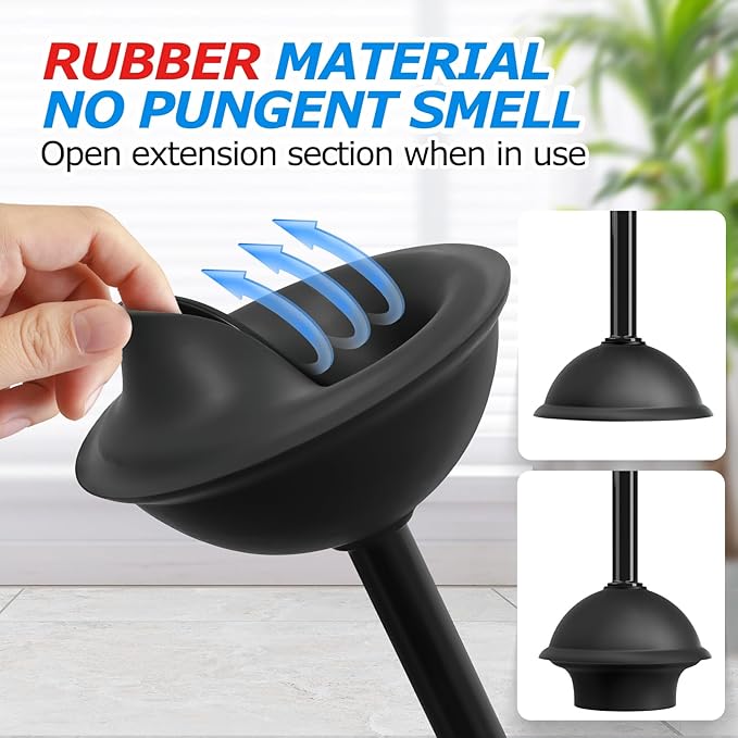 3Pack Toilet Brush and Plunger Set, Extended Handle Plunger,Toilet Bowl Brush Plunger Set,Bathroom Cleaning Tools,Toilet Brush Plunger Combo,Cleaning Brush,Cleaning Supplies(20inch)