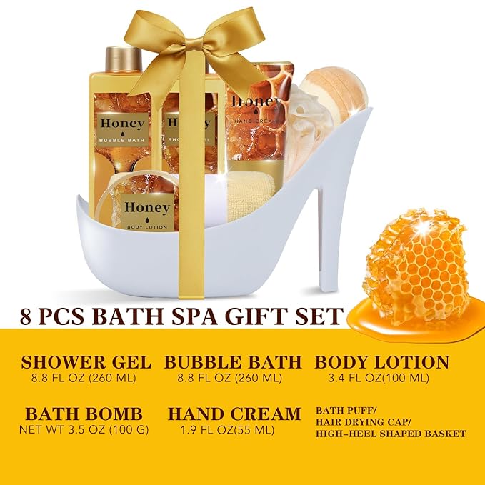 Spa Luxetique Gifts for Women High Heel Gift Set for Women 8pcs Spa Gift for Womens Nourishing Honey Birthday Gifts for Womens Mom Grandma Wife Coworker Valentines Day Gift for Her