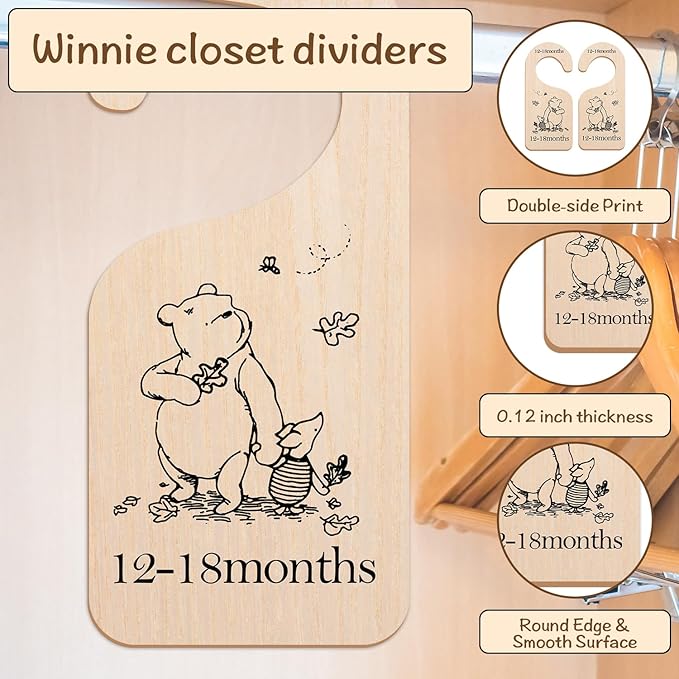 Baby Closet Divider -Nursery Decor Wardrobe Baby Closet Organizer,Daisy Design Nursery Decor Clothes Hanger Dividers for Sorting 8 from Newborn to 24+ Months