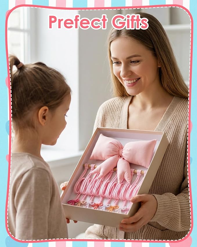 HAYVAN Bow Holder for Girls Hair Bows - 31.5"x11" Pink Bow & Hair Clip Organizer with Hanging Hook & Gift Card, Baby Bow Organizer and Nursery Room Decor