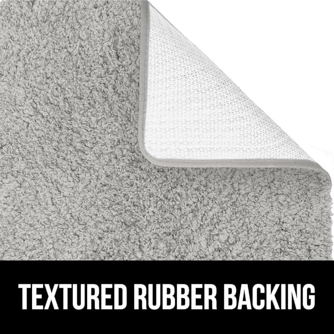 GORILLA GRIP Bathroom Rugs, 60x24, Ultra Soft Absorbent Mat, Thick Plush Bath Rug, Machine Washable, Microfiber Quick Dry, Mats for Shower, Bathtub and Floor, Home Decor Accessories, Light Gray