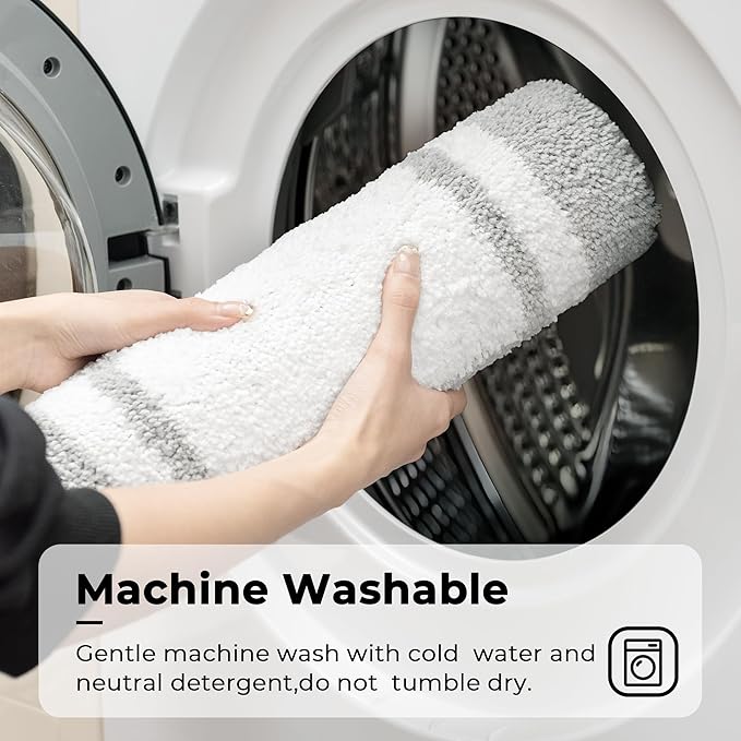 GRANNY SAYS Microfiber Bathroom Rugs Non Slip Washable, Water Absorbent Bath Mats for Tub Non Slip, Soft Bath Mats for Bathroom Floor & Shower, Long Bath Rug, 24" x 36", Grey Rug
