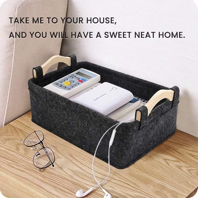 Small Basket Gray Storage Baskets for Shelves Fabric Storage Bins for Living Room Kitchen Playroom Bathroom Toilet Dorm Narrow Storage Basket Organizer Decorative Basket