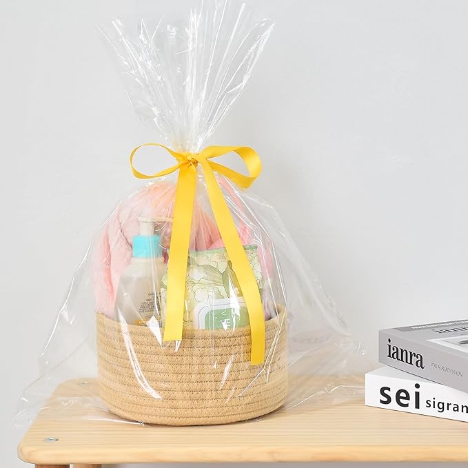 ABenkle 2 Pack Small Baskets, Cotton Rope Woven Basket, Cute Mini Tiny Storage Baskets, Decorative Boho Basket for Nursery Living Room Bedroom Shelf, Empty Gift Basket