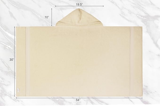 ORIGINAL KIDS Hooded Bath Towel Wrap - Ultra Soft 100% Cotton Terry Large Oversized Hooded Kids Towel - Toddler Big Kid Shower Pool Beach Towel - Absorbent Quick Dry Easy Care Gift - 30 x 54 - Ivory
