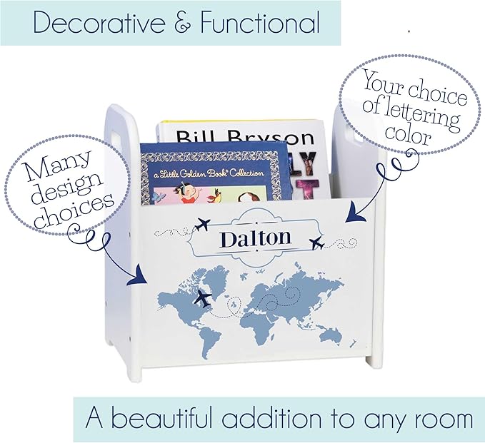 My Bambino Personalized White Sea and Marine White Book Caddy Magazine Rack