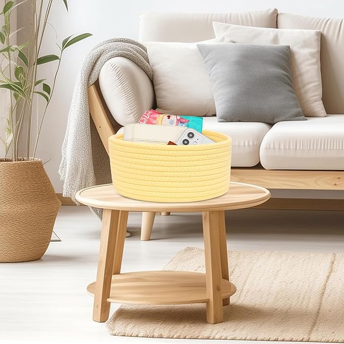 ABenkle 2 Pack Small Baskets, Cotton Rope Woven Basket, Cute Mini Tiny Storage Baskets, Decorative Boho Basket for Nursery Living Room Bedroom Shelf, Empty Gift Basket
