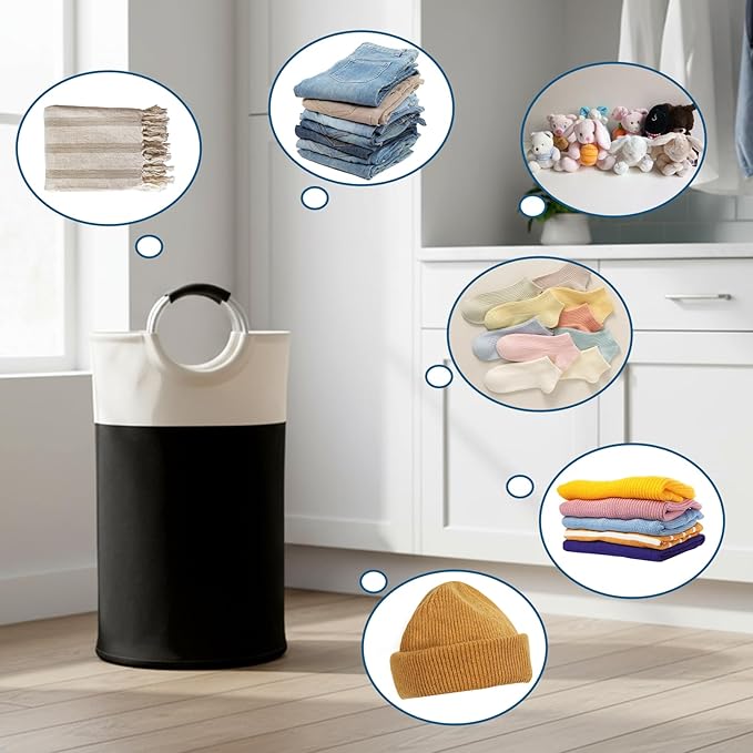 4 Pack 82L Laundry Basket, Waterproof Fabric Clothes Baskets Dirty Clothes Hamper Laundry Bag with Foam-Protected Aluminum Handles for College Dorm Family Bathroom