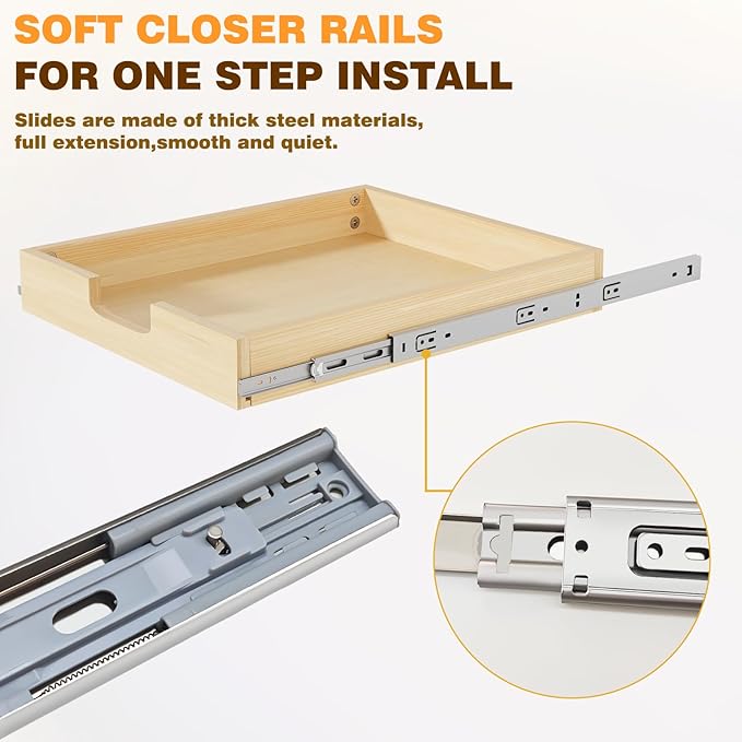 Pullout Cabinet Organizer, 14''W×21''D×3''H Slide Out Shelves for Kitchen Cabinets, Pull out Drawers for Kitchen Cabinets, Pantry, Bathroom, & Storage Organization