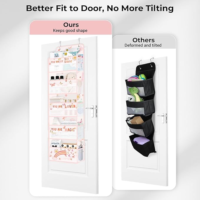 Clastyle Rainbow Over The Door Organizer Cloud Nursery Hanging Storage Organizer for Girls Clothes Diaper Toy Closet Door Hanging Shelf Storage for Bedroom Bathroom Pantry, Butterfly, 5-Tier