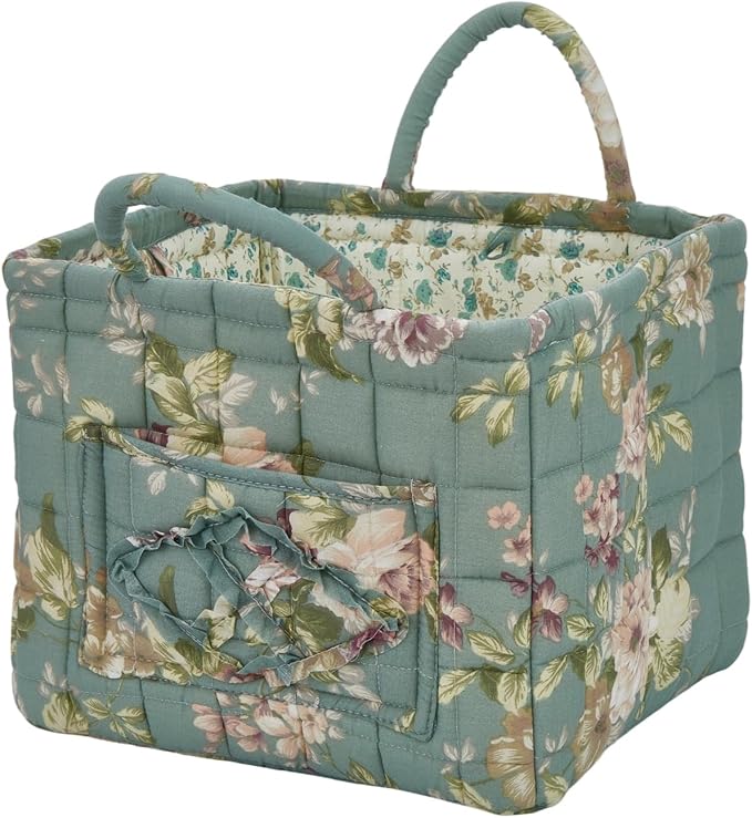 Boho Fabric Storage Basket, Large Capacity Laundry Basket, 12.2'' x 10.23'' x 10.23'' Collapsible Laundry Hamper with Easy Carry Handles (C Multi-Color 9, L)
